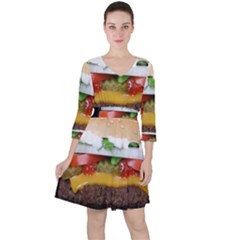 Abstract Barbeque Bbq Beauty Beef Ruffle Dress by Sudhe