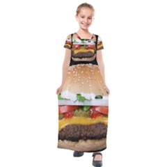 Abstract Barbeque Bbq Beauty Beef Kids  Short Sleeve Maxi Dress by Sudhe