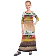 Abstract Barbeque Bbq Beauty Beef Kids  Quarter Sleeve Maxi Dress by Sudhe