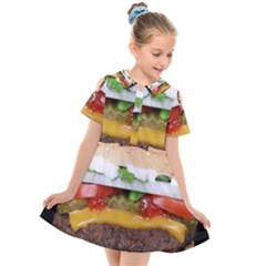 Abstract Barbeque Bbq Beauty Beef Kids  Short Sleeve Shirt Dress by Sudhe