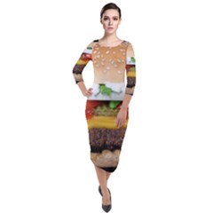 Abstract Barbeque Bbq Beauty Beef Quarter Sleeve Midi Velour Bodycon Dress by Sudhe