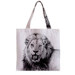 Lion Wildlife Art And Illustration Pencil Zipper Grocery Tote Bag by Sudhe