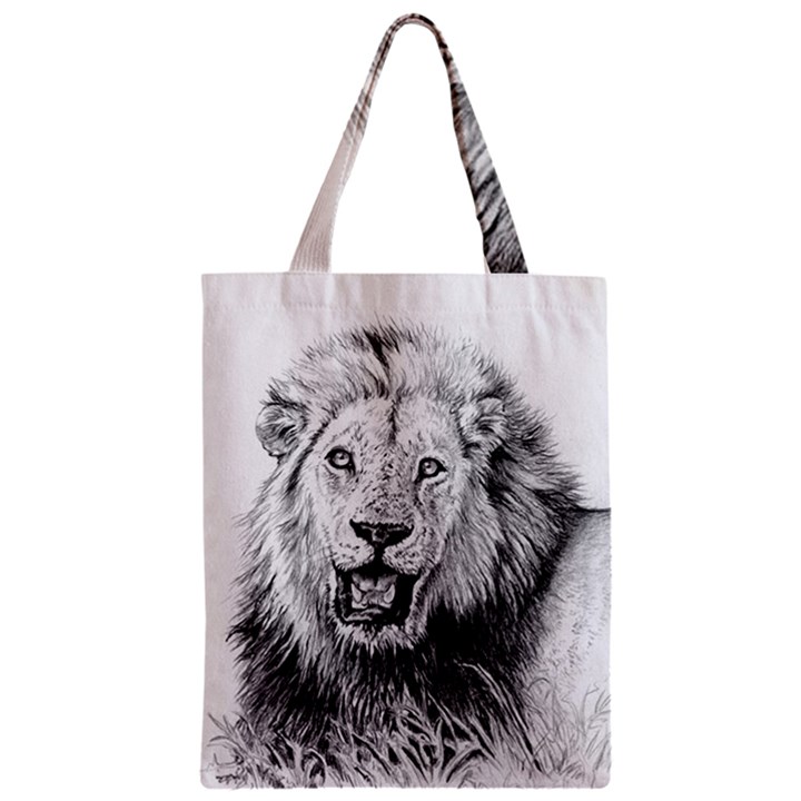 Lion Wildlife Art And Illustration Pencil Zipper Classic Tote Bag