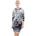 Lion Wildlife Art And Illustration Pencil Quarter Sleeve Hood Bodycon Dress View1