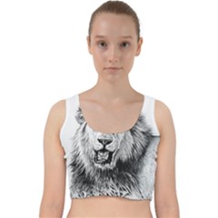 Lion Wildlife Art And Illustration Pencil Velvet Racer Back Crop Top by Sudhe