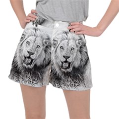 Lion Wildlife Art And Illustration Pencil Stretch Ripstop Shorts by Sudhe