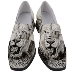 Lion Wildlife Art And Illustration Pencil Women s Chunky Heel Loafers