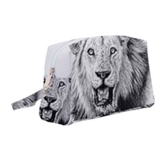 Lion Wildlife Art And Illustration Pencil Wristlet Pouch Bag (medium)