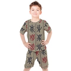 Ancient Chinese Secrets Characters Kids  Tee And Shorts Set by Sudhe