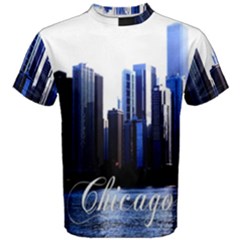 Abstract Of Downtown Chicago Effects Men s Cotton Tee by Sudhe