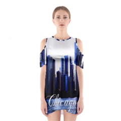 Abstract Of Downtown Chicago Effects Shoulder Cutout One Piece Dress by Sudhe