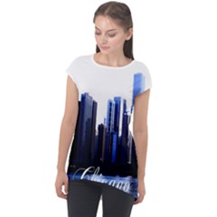 Abstract Of Downtown Chicago Effects Cap Sleeve High Low Top by Sudhe