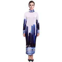 Abstract Of Downtown Chicago Effects Turtleneck Maxi Dress by Sudhe