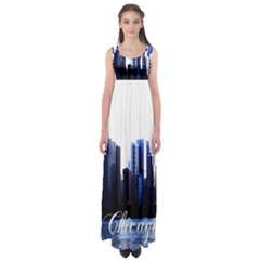 Abstract Of Downtown Chicago Effects Empire Waist Maxi Dress by Sudhe