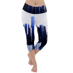 Abstract Of Downtown Chicago Effects Lightweight Velour Capri Yoga Leggings by Sudhe