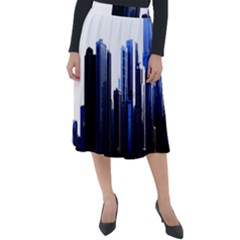 Abstract Of Downtown Chicago Effects Classic Velour Midi Skirt  by Sudhe