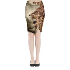 Roaring Lion Midi Wrap Pencil Skirt by Sudhe