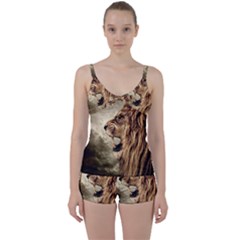 Roaring Lion Tie Front Two Piece Tankini by Sudhe