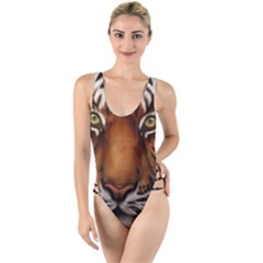 The Tiger Face High Leg Strappy Swimsuit by Sudhe