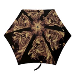 Angry Male Lion Gold Mini Folding Umbrellas by Sudhe