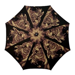 Angry Male Lion Gold Golf Umbrellas by Sudhe