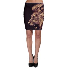 Angry Male Lion Gold Bodycon Skirt by Sudhe