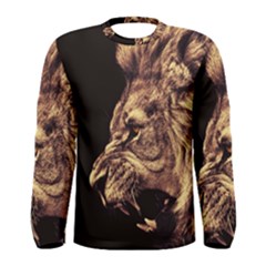 Angry Male Lion Gold Men s Long Sleeve Tee by Sudhe