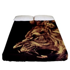 Angry Male Lion Gold Fitted Sheet (california King Size) by Sudhe