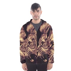 Angry Male Lion Gold Hooded Windbreaker (men)