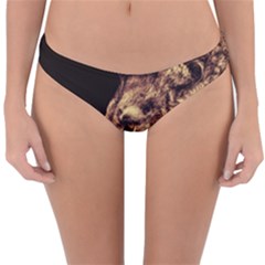 Angry Male Lion Gold Reversible Hipster Bikini Bottoms by Sudhe