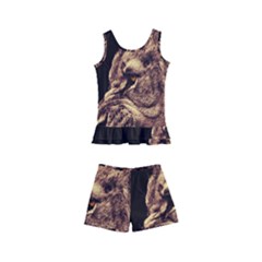 Angry Male Lion Gold Kids  Boyleg Swimsuit by Sudhe