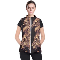 Angry Male Lion Gold Women s Puffer Vest by Sudhe