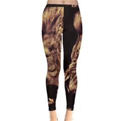 Angry Male Lion Gold Inside Out Leggings by Sudhe