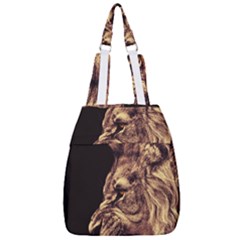 Angry Male Lion Gold Center Zip Backpack by Sudhe