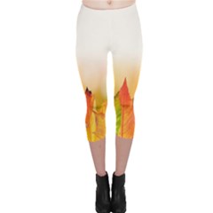 Autumn Leaves Colorful Fall Foliage Capri Leggings  by Sudhe