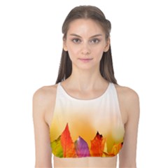 Autumn Leaves Colorful Fall Foliage Tank Bikini Top by Sudhe