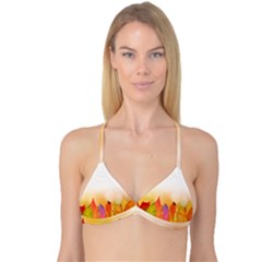 Autumn Leaves Colorful Fall Foliage Reversible Tri Bikini Top by Sudhe