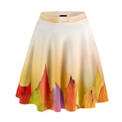 Autumn Leaves Colorful Fall Foliage High Waist Skirt by Sudhe