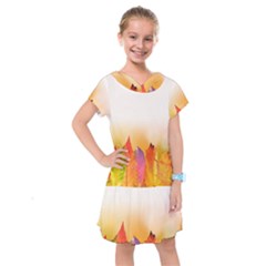 Autumn Leaves Colorful Fall Foliage Kids  Drop Waist Dress by Sudhe