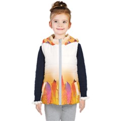 Autumn Leaves Colorful Fall Foliage Kids  Hooded Puffer Vest by Sudhe