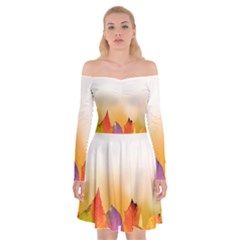 Autumn Leaves Colorful Fall Foliage Off Shoulder Skater Dress by Sudhe