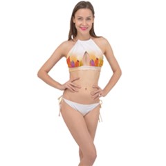 Autumn Leaves Colorful Fall Foliage Cross Front Halter Bikini Set by Sudhe