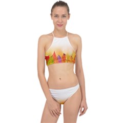 Autumn Leaves Colorful Fall Foliage Racer Front Bikini Set by Sudhe