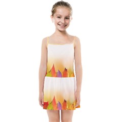 Autumn Leaves Colorful Fall Foliage Kids  Summer Sun Dress by Sudhe