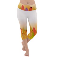 Autumn Leaves Colorful Fall Foliage Lightweight Velour Capri Yoga Leggings by Sudhe