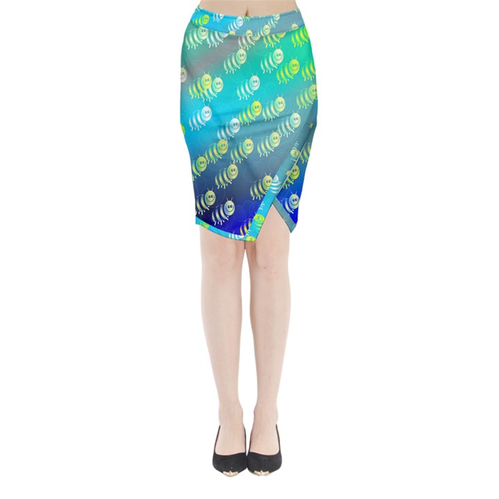 Animal Nature Cartoon Wild Wildlife Wild Life Midi Wrap Pencil Skirt