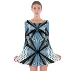 6th Dimension Metal Abstract Obtained Through Mirroring Long Sleeve Skater Dress by Sudhe