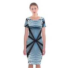 6th Dimension Metal Abstract Obtained Through Mirroring Classic Short Sleeve Midi Dress by Sudhe