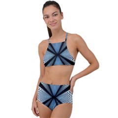 6th Dimension Metal Abstract Obtained Through Mirroring High Waist Tankini Set by Sudhe