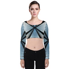 6th Dimension Metal Abstract Obtained Through Mirroring Velvet Long Sleeve Crop Top by Sudhe